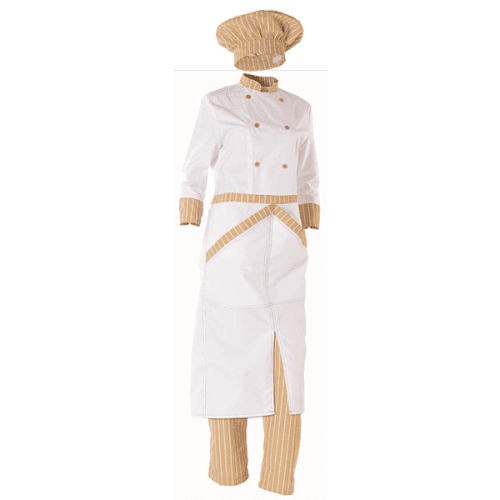 Jaleca de cozinha, c/ abertura frontal, (abetoa direito e esquerdo) (mangas 3/4), bolso canetas na manga esquerda.